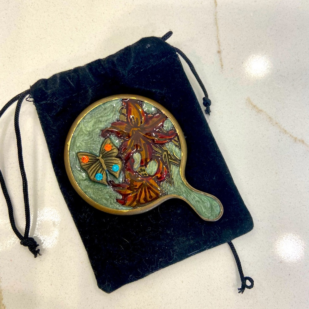 Jay Strongwater Mini Finger mirror size 2.25 x 1.75